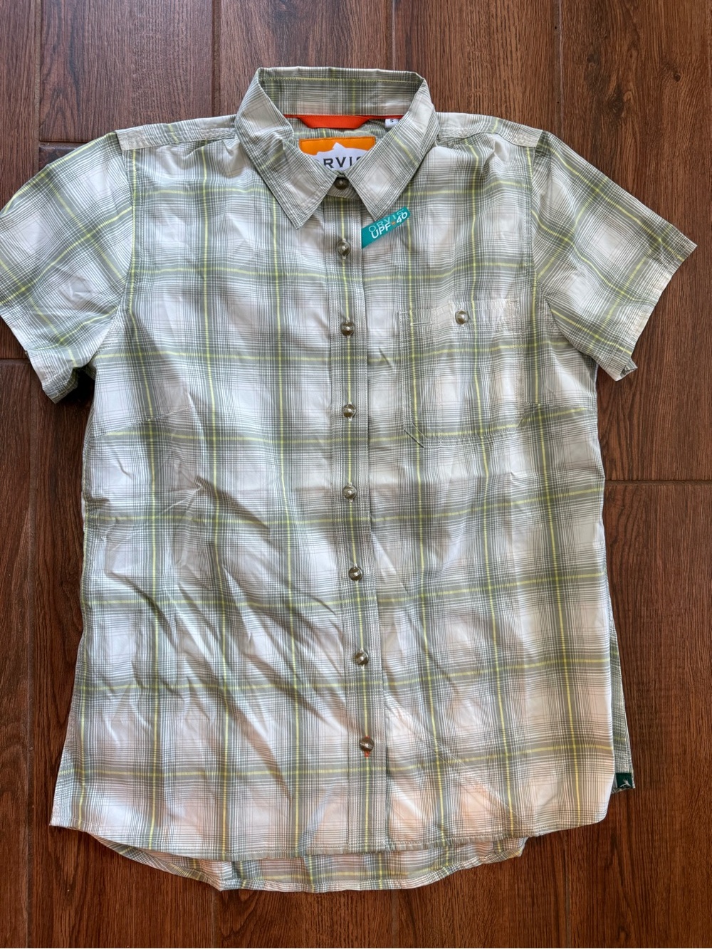 Orvis Light Green and Yellow Plaid Short Sleeve Shirt / women’s small